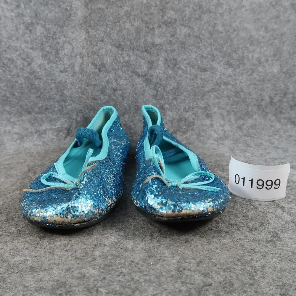 Chasing Fireflies Shoes Kids 2 Ballet Flats Elastic Strap Slip On Blue Glitter